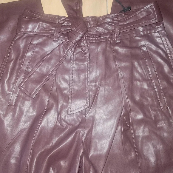Blank NYC Vegan Leather Paper Bag Pants Burgundy Size 26 - Picture 3 of 3